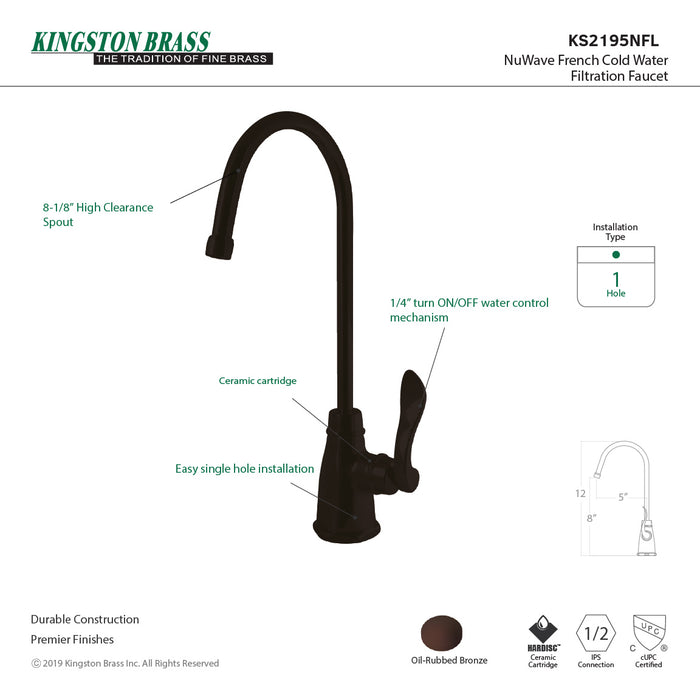 Kingston Brass KS2195NFL NuWave French Cold Water Filtration Faucet, Oil Rubbed Bronze