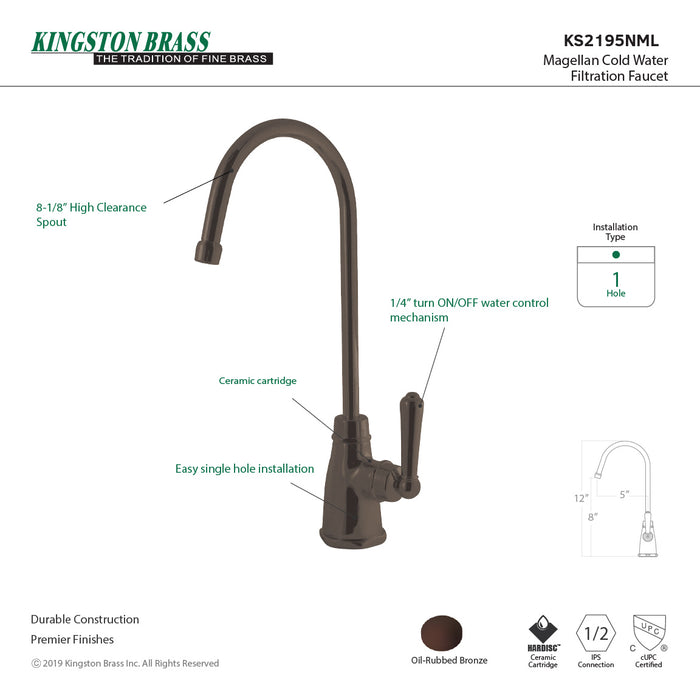 Kingston Brass KS2195NML Magellan Cold Water Filtration Faucet, Oil Rubbed Bronze