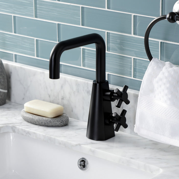 Kingston Brass KS2260DX Constantine Two-Handle Single-Hole Bathroom Faucet with Push Pop-Up Drain, Matte Black