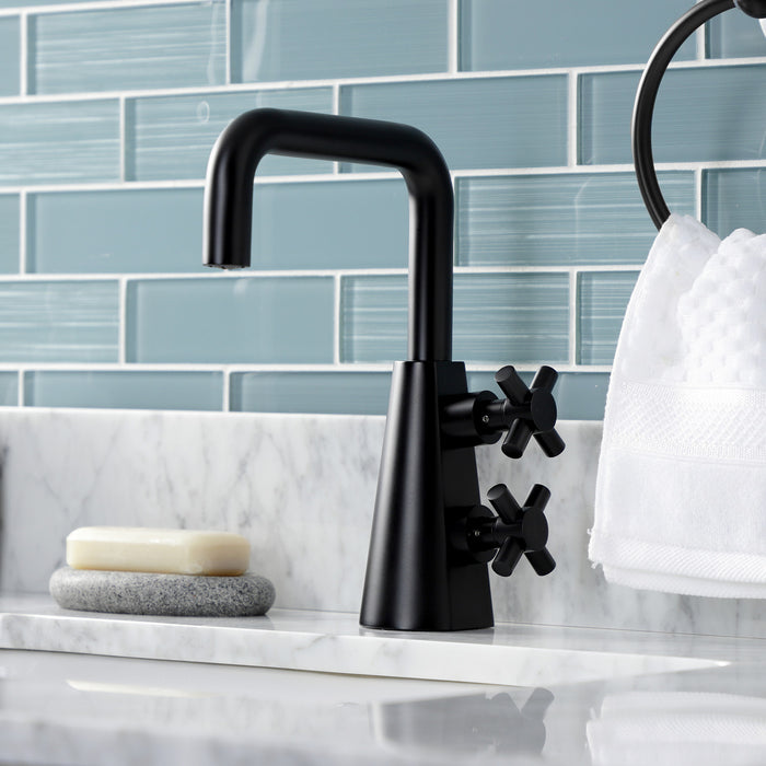 Kingston Brass KS2260DX Constantine Two-Handle Single-Hole Bathroom Faucet with Push Pop-Up Drain, Matte Black