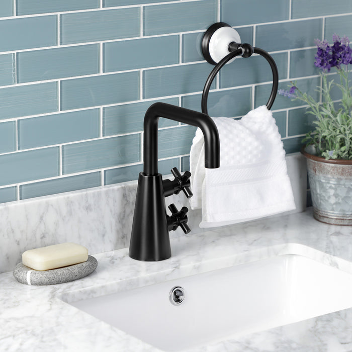 Kingston Brass KS2260DX Constantine Two-Handle Single-Hole Bathroom Faucet with Push Pop-Up Drain, Matte Black