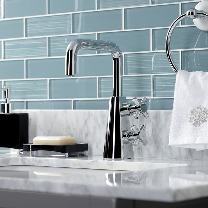 Kingston Brass KS2261DX Constantine Two-Handle Single-Hole Bathroom Faucet with Push Pop-Up Drain, Polished Chrome