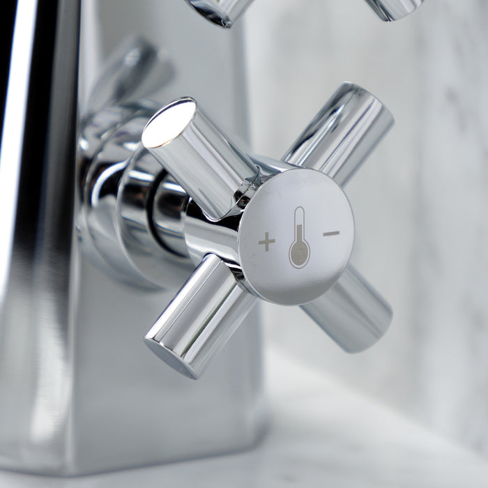 Kingston Brass KS2261DX Constantine Two-Handle Single-Hole Bathroom Faucet with Push Pop-Up Drain, Polished Chrome
