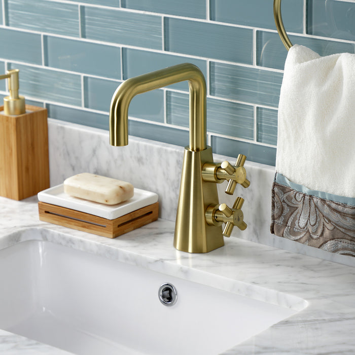 Kingston Brass KS2267DX Constantine Two-Handle Single-Hole Bathroom Faucet with Push Pop-Up Drain, Brushed Brass