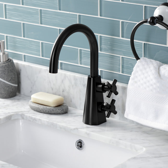 Kingston Brass KS2290DX Constantine Two-Handle Single-Hole Bathroom Faucet with Push Pop-Up Drain, Matte Black