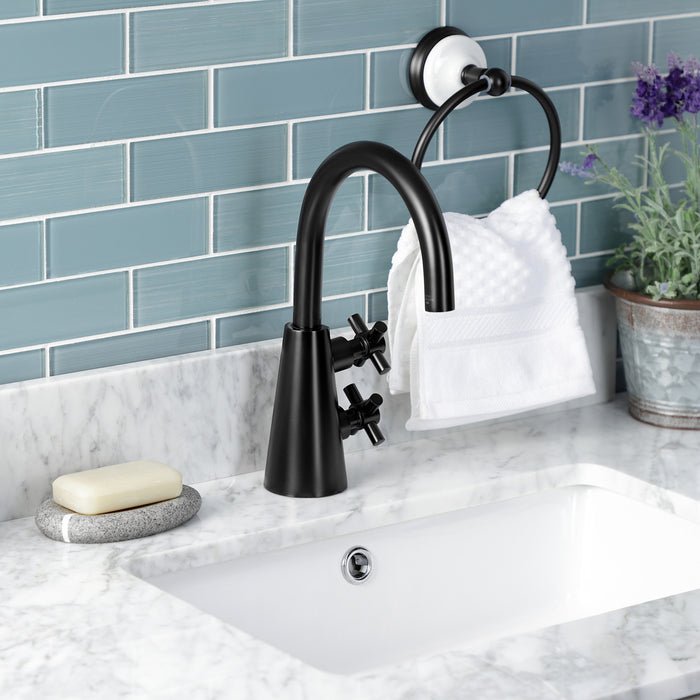Kingston Brass KS2290DX Constantine Two-Handle Single-Hole Bathroom Faucet with Push Pop-Up Drain, Matte Black