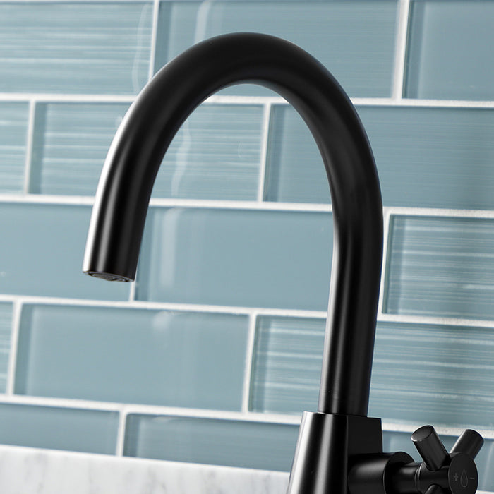 Kingston Brass KS2290DX Constantine Two-Handle Single-Hole Bathroom Faucet with Push Pop-Up Drain, Matte Black