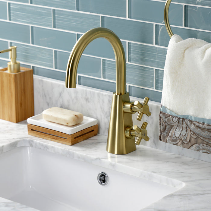 Kingston Brass KS2297DX Constantine Two-Handle Single-Hole Bathroom Faucet with Push Pop-Up Drain, Brushed Brass