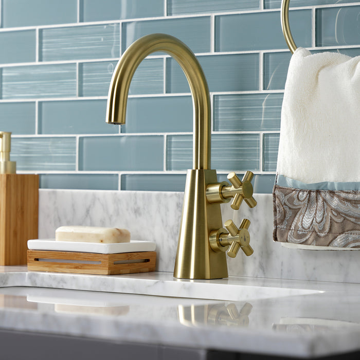 Kingston Brass KS2297DX Constantine Two-Handle Single-Hole Bathroom Faucet with Push Pop-Up Drain, Brushed Brass