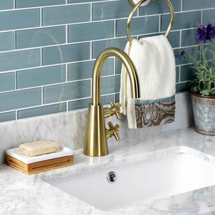 Kingston Brass KS2297DX Constantine Two-Handle Single-Hole Bathroom Faucet with Push Pop-Up Drain, Brushed Brass