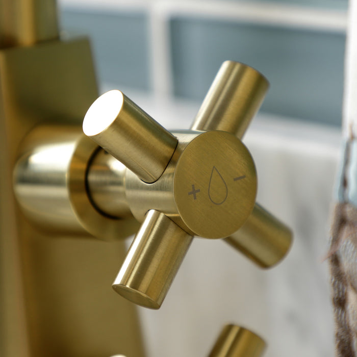 Kingston Brass KS2297DX Constantine Two-Handle Single-Hole Bathroom Faucet with Push Pop-Up Drain, Brushed Brass