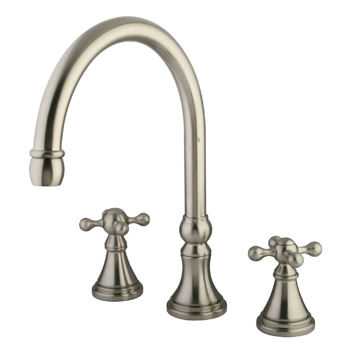 Kingston Brass KS2348KX Roman Two-Handle Deck Mount Roman Tub Faucet, Brushed Nickel