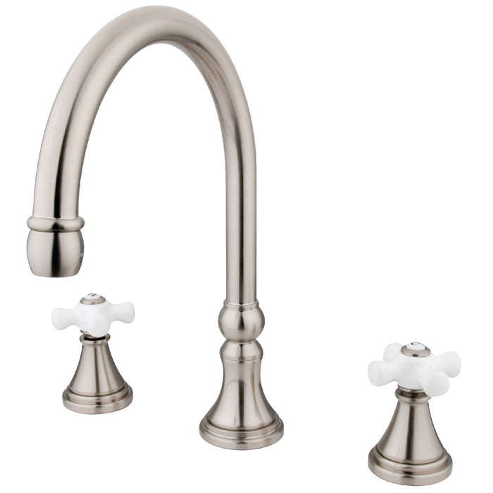Kingston Brass KS2348PX Roman Two-Handle Deck Mount Roman Tub Faucet, Brushed Nickel