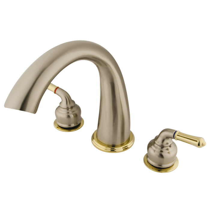 Kingston Brass KS2369 Milano Two-Handle Deck Mount Roman Tub Faucet, Brushed Nickel/Polished Brass