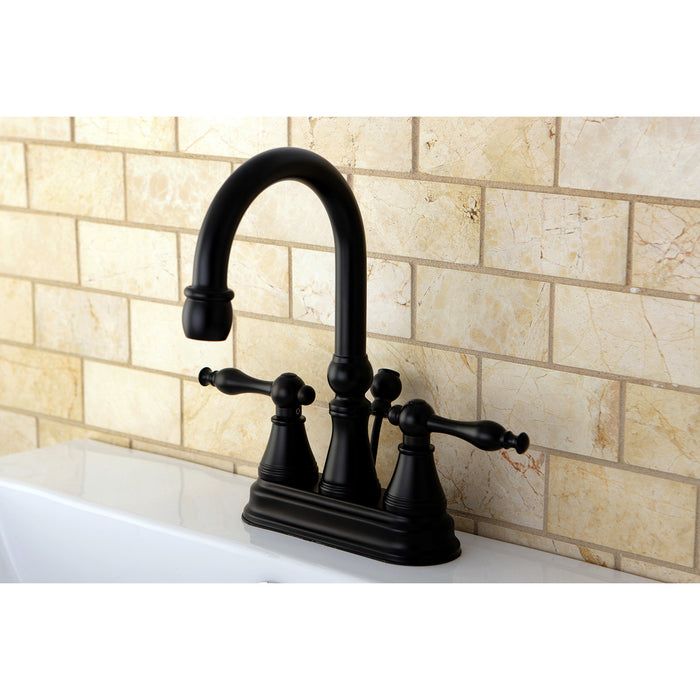 Kingston Brass KS2615NL Naples Double-Handle 4" Centerset Bathroom Faucet with Brass Pop-Up, Oil Rubbed Bronze