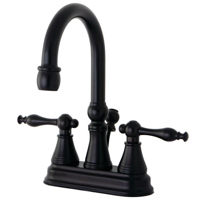 Kingston Brass KS2615NL Naples Double-Handle 4" Centerset Bathroom Faucet with Brass Pop-Up, Oil Rubbed Bronze