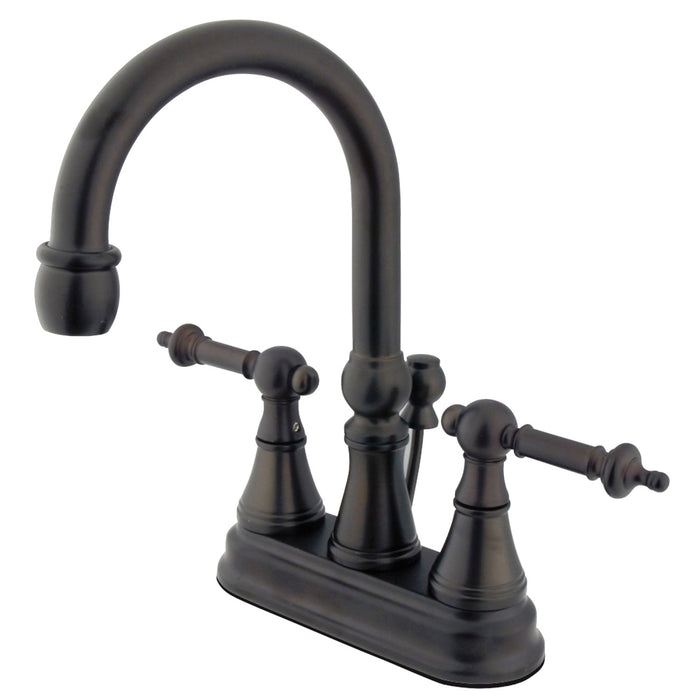 Kingston Brass KS2615TL Templeton Double-Handle 4" Centerset Bathroom Faucet with Brass Pop-Up, Oil Rubbed Bronze