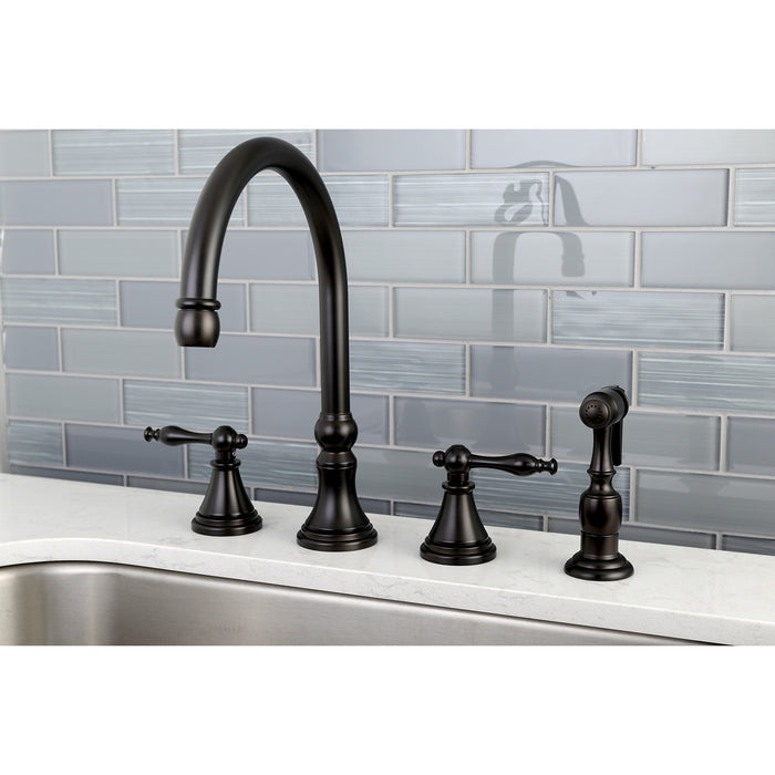 Kingston Brass KS2795NLBS Widespread Kitchen Faucet, Oil Rubbed Bronze