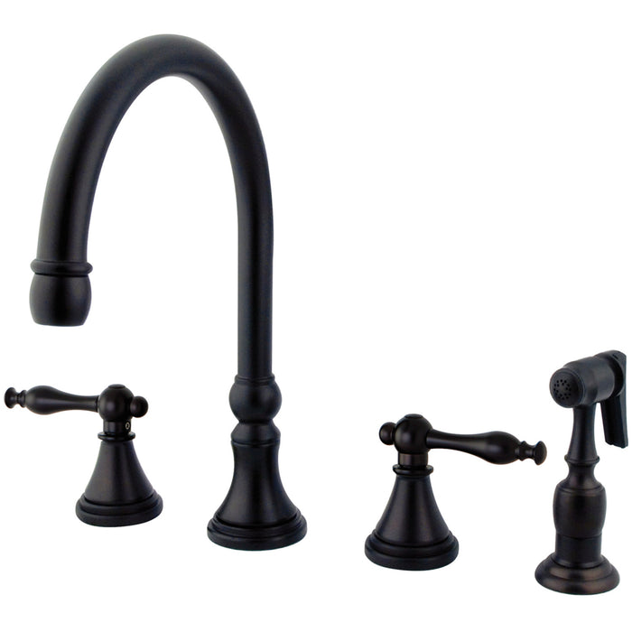 Kingston Brass KS2795NLBS Widespread Kitchen Faucet, Oil Rubbed Bronze