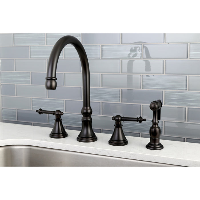 Kingston Brass KS2795TLBS Templeton Widespread Kitchen Faucet, Oil Rubbed Bronze