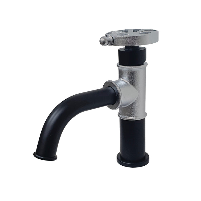 Kingston Brass KS2821RX Belknap One-Handle Single-Hole Bathroom Faucet with Push Pop-Up Drain, Matte Black/Polished Chrome