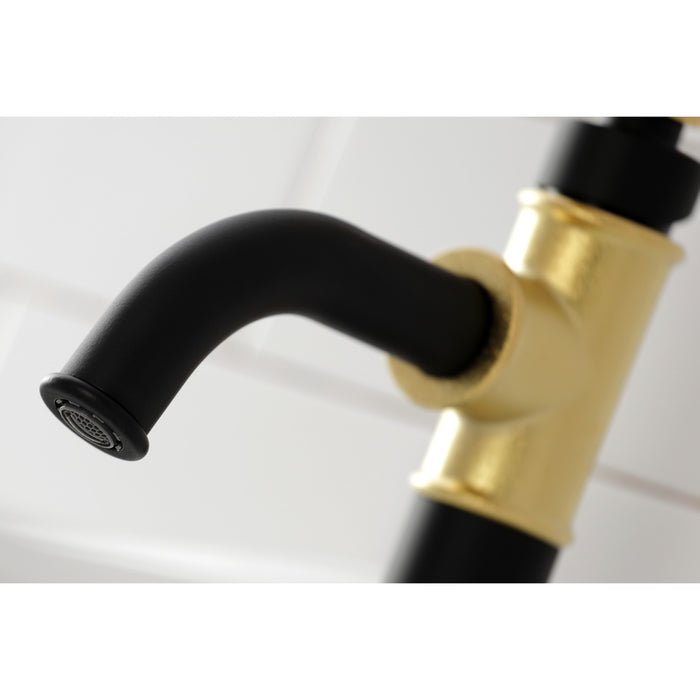 Kingston Brass KS2822KL Whitaker One-Handle Single-Hole Bathroom Faucet with Push Pop-Up Drain, Matte Black/Polished Brass