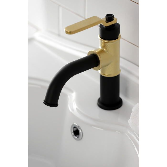 Kingston Brass KS2822KL Whitaker One-Handle Single-Hole Bathroom Faucet with Push Pop-Up Drain, Matte Black/Polished Brass