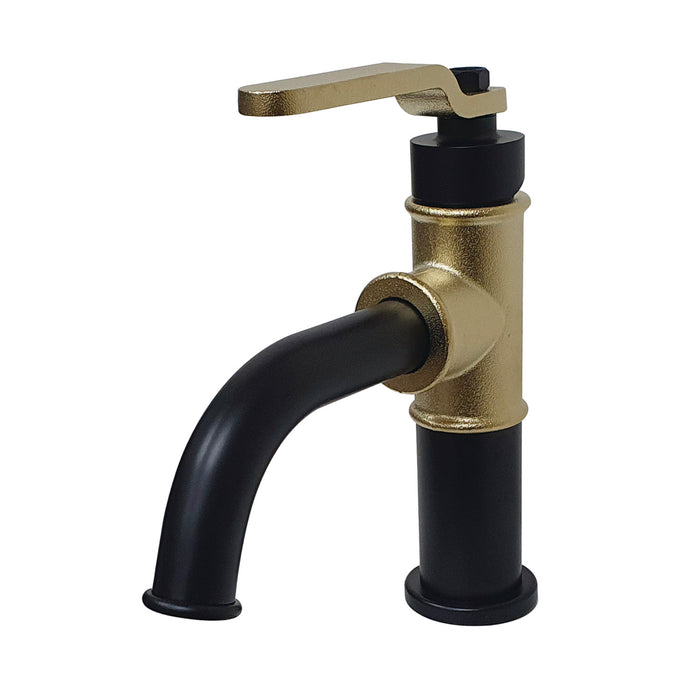 Kingston Brass KS2822KL Whitaker One-Handle Single-Hole Bathroom Faucet with Push Pop-Up Drain, Matte Black/Polished Brass