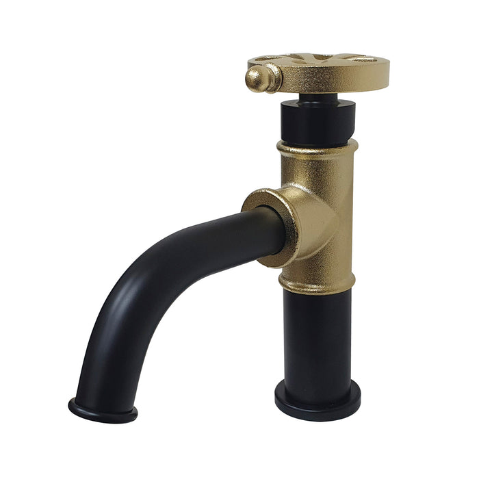 Kingston Brass KS2822RX Belknap One-Handle Single-Hole Bathroom Faucet with Push Pop-Up Drain, Matte Black/Polished Brass