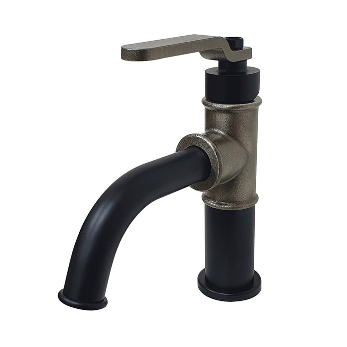 Kingston Brass KS2824KL Whitaker One-Handle Single-Hole Bathroom Faucet with Push Pop-Up Drain, Matte Black/Black Stainless