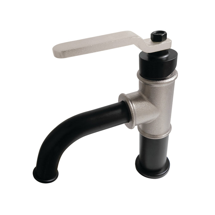 Kingston Brass KS2826KL Whitaker One-Handle Single-Hole Bathroom Faucet with Push Pop-Up Drain, Matte Black/Polished Nickel