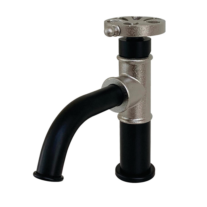 Kingston Brass KS2826RX Belknap One-Handle Single-Hole Bathroom Faucet with Push Pop-Up Drain, Matte Black/Polished Nickel