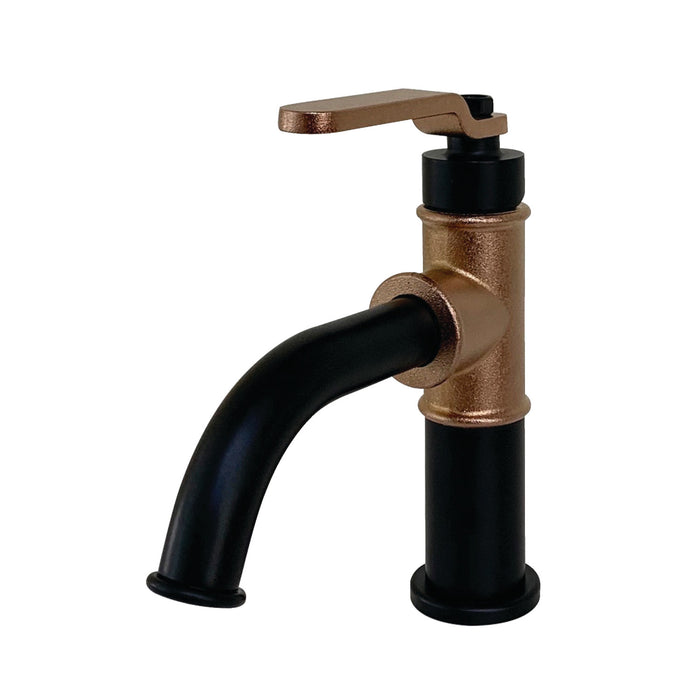 Kingston Brass KS2827KL Whitaker One-Handle Single-Hole Bathroom Faucet with Push Pop-Up Drain, Matte Black/Rose Gold