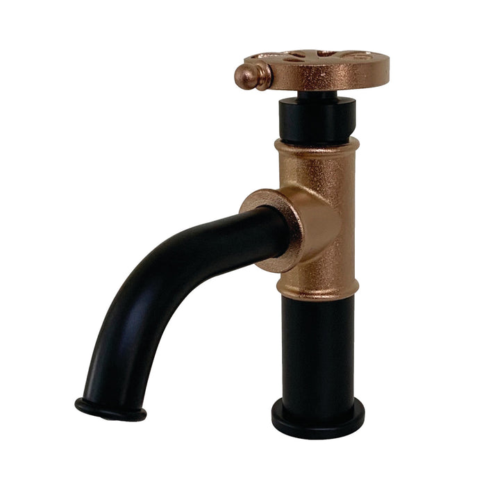 Kingston Brass KS2827RX Belknap One-Handle Single-Hole Bathroom Faucet with Push Pop-Up Drain, Matte Black/Rose Gold