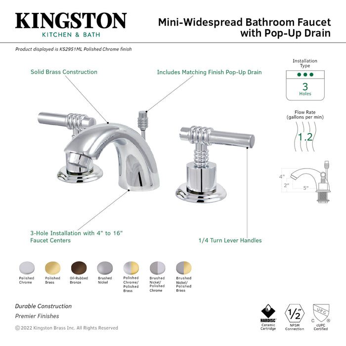 Kingston Brass KS2955ML  Mini-Widespread Bathroom Faucet with Brass Pop-Up Drain, Oil Rubbed Bronze