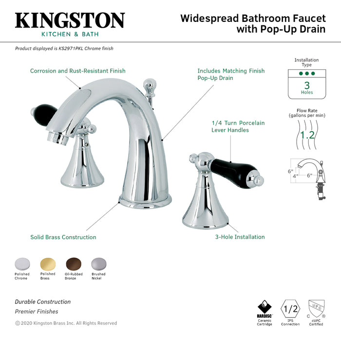 Kingston Brass KS2975PKL Duchess Widespread Bathroom Faucet with Brass Pop-Up Drain, Oil Rubbed Bronze