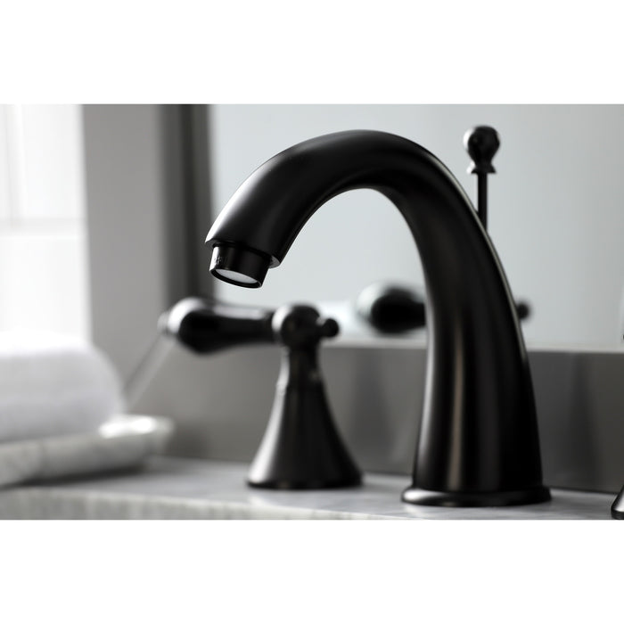 Kingston Brass KS2975PKL Duchess Widespread Bathroom Faucet with Brass Pop-Up Drain, Oil Rubbed Bronze