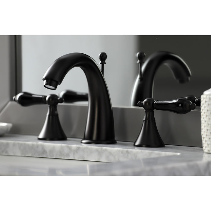 Kingston Brass KS2975PKL Duchess Widespread Bathroom Faucet with Brass Pop-Up Drain, Oil Rubbed Bronze