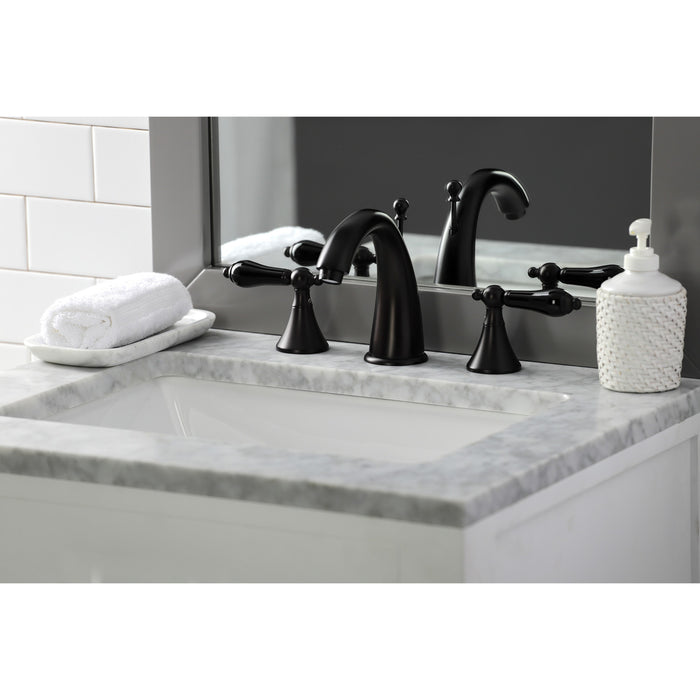 Kingston Brass KS2975PKL Duchess Widespread Bathroom Faucet with Brass Pop-Up Drain, Oil Rubbed Bronze