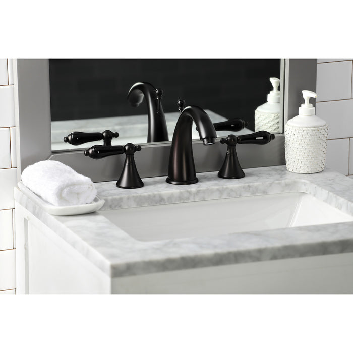 Kingston Brass KS2975PKL Duchess Widespread Bathroom Faucet with Brass Pop-Up Drain, Oil Rubbed Bronze