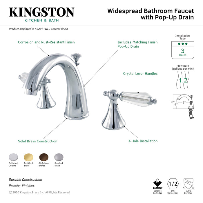 Kingston Brass KS2975WLL Wilshire Widespread Bathroom Faucet with Brass Pop-Up Drain, Oil Rubbed Bronze
