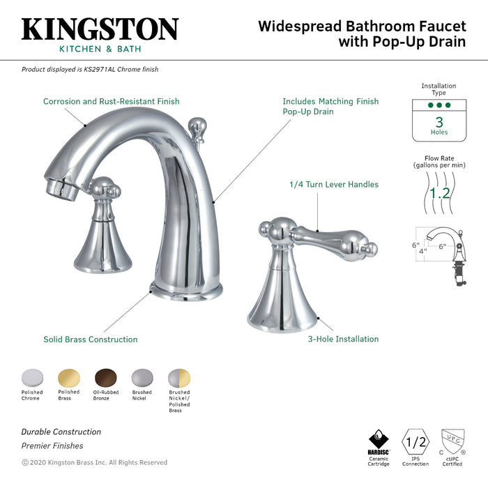 Kingston Brass KS2979AL 8 in. Widespread Bathroom Faucet, Brushed Nickel/Polished Brass