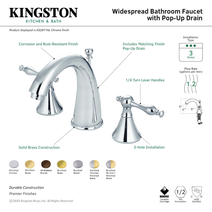 Kingston Brass KS2979NL 8 in. Widespread Bathroom Faucet, Brushed Nickel/Polished Brass