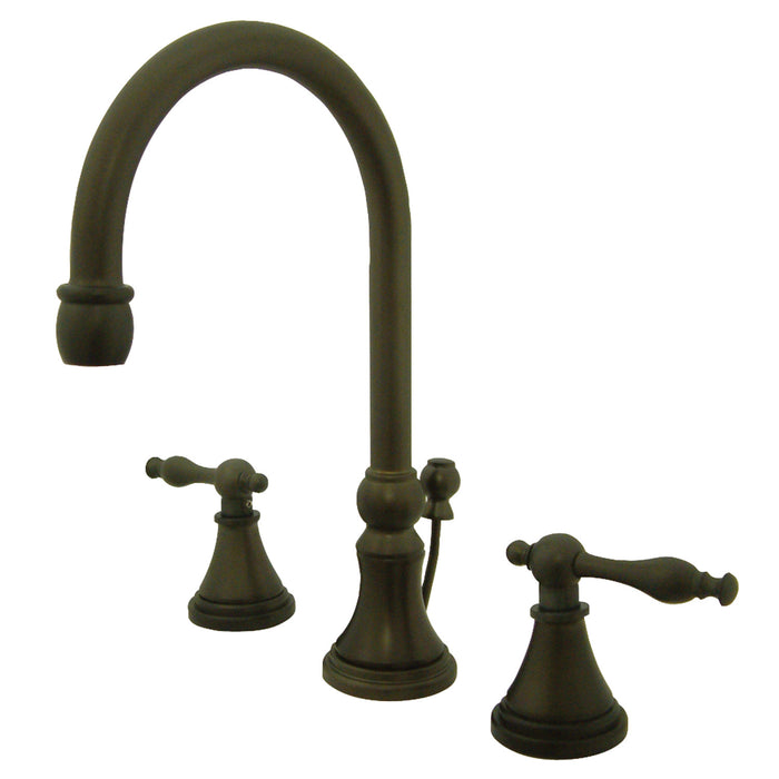 Kingston Brass KS2985NL Governor Widespread Bathroom Faucet with Brass Pop-Up Drain, Oil Rubbed Bronze