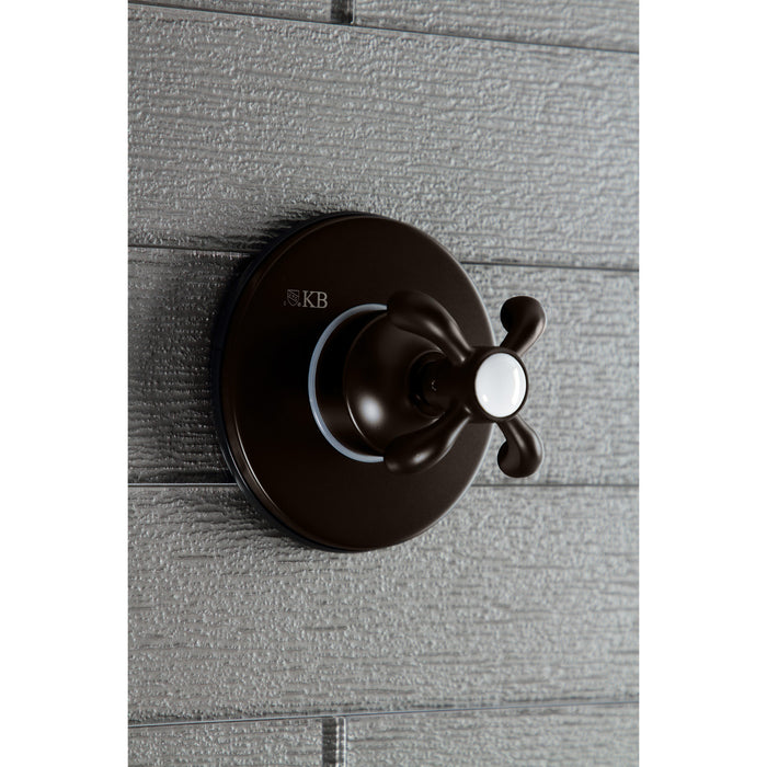 Kingston KS3035TX French Country Single-Handle Three-Way Diverter Valve with Round Trim Kit, Oil Rubbed Bronze