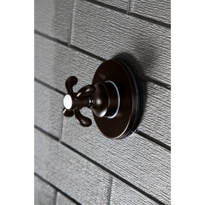 Kingston KS3035TX French Country Single-Handle Three-Way Diverter Valve with Round Trim Kit, Oil Rubbed Bronze