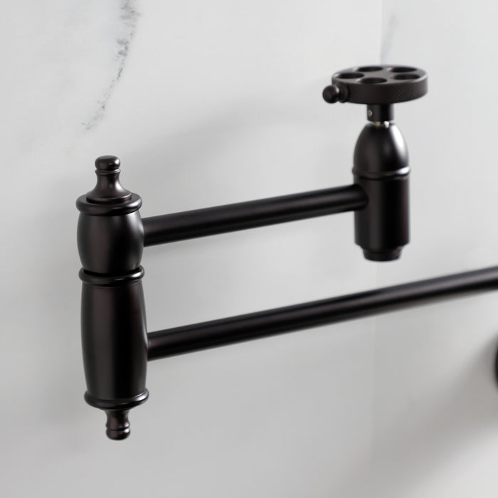 Kingston Brass KS3105RKZ Wendell Wall Mount Pot Filler Faucet with Knurled Handle, Oil Rubbed Bronze