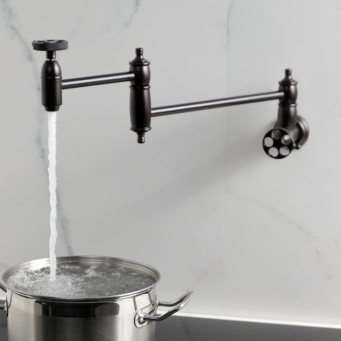 Kingston Brass KS3105RKZ Wendell Wall Mount Pot Filler Faucet with Knurled Handle, Oil Rubbed Bronze