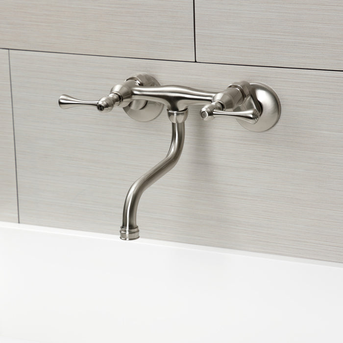Kingston Brass KS315SN Kingston Double-Handle Wall Mount Bathroom Faucet, Brushed Nickel