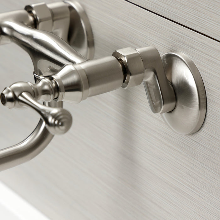 Kingston Brass KS315SN Kingston Double-Handle Wall Mount Bathroom Faucet, Brushed Nickel